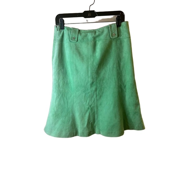 MaxMara Light Green Belt Loops Above Knee Length A-line Skirt Suede Size 10 - Picture 5 of 9